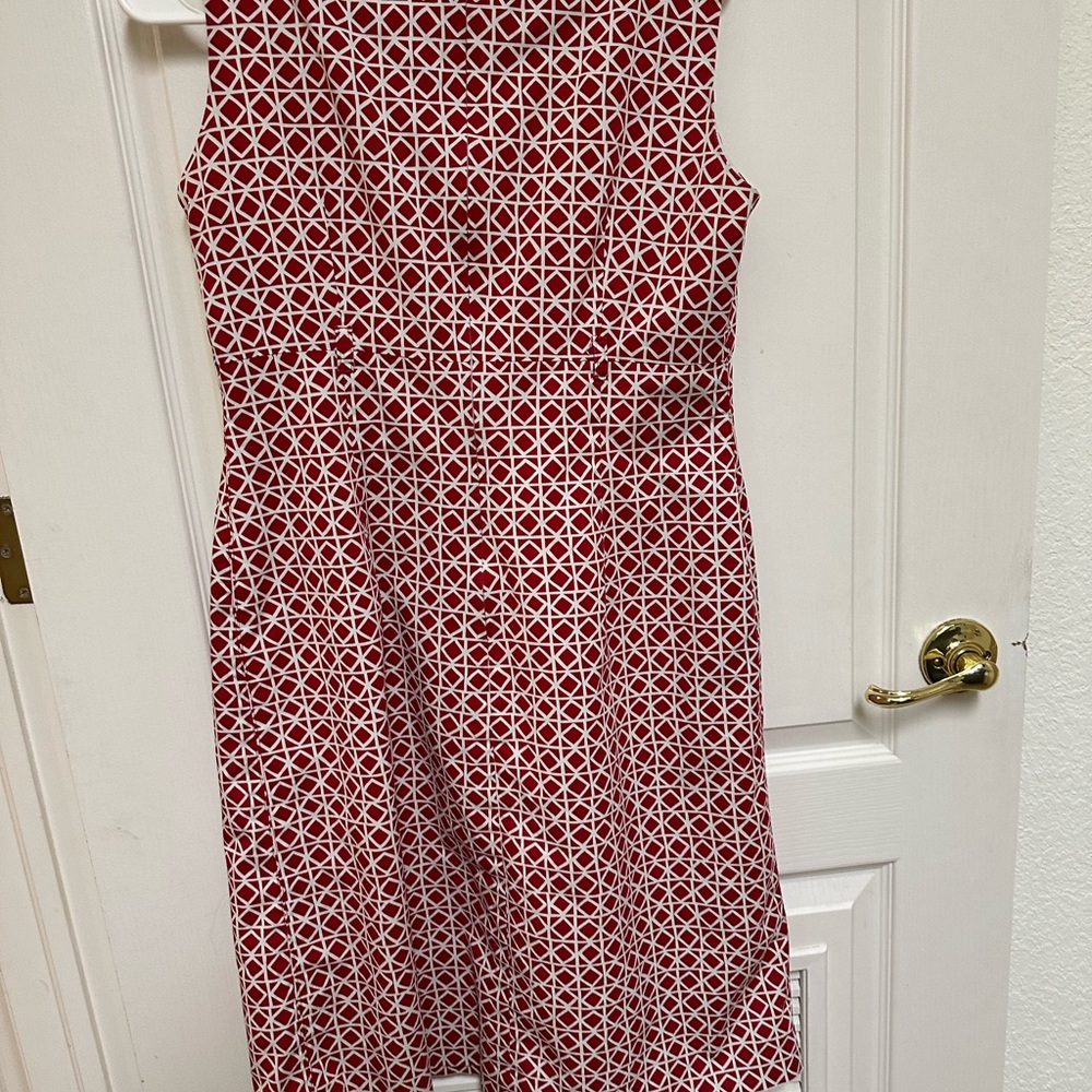 Talbots Red and White Geometric Dress - Picture 1 of 5